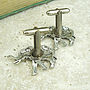 Wild Elephant Cufflinks Antiqued Pewter, thumbnail 2 of 2