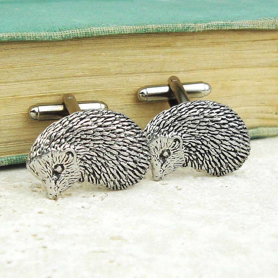 Wild Hedgehog Cufflinks Antiqued Pewter, 1 of 2