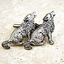 Wild Wolf Cufflinks Antiqued Pewter Wolves, thumbnail 1 of 2