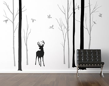 Deer In The Forest Black/Grey Wall Sticker, 3 of 7