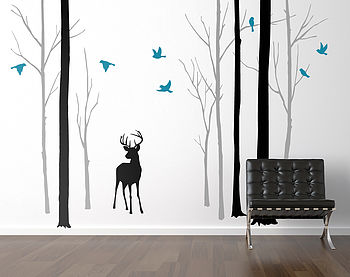 Deer In The Forest Black/Grey Wall Sticker, 5 of 7
