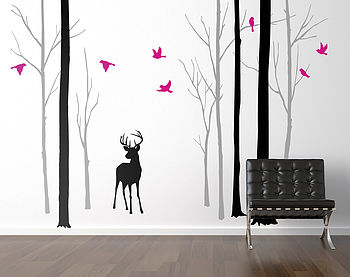 Deer In The Forest Black/Grey Wall Sticker, 6 of 7