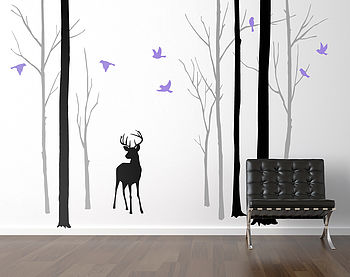 Deer In The Forest Black/Grey Wall Sticker, 7 of 7