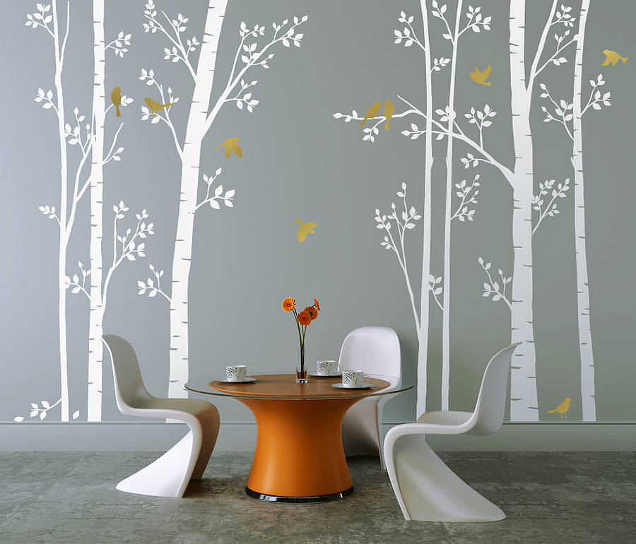 Leafy Trees White Wall Sticker, 1 of 8