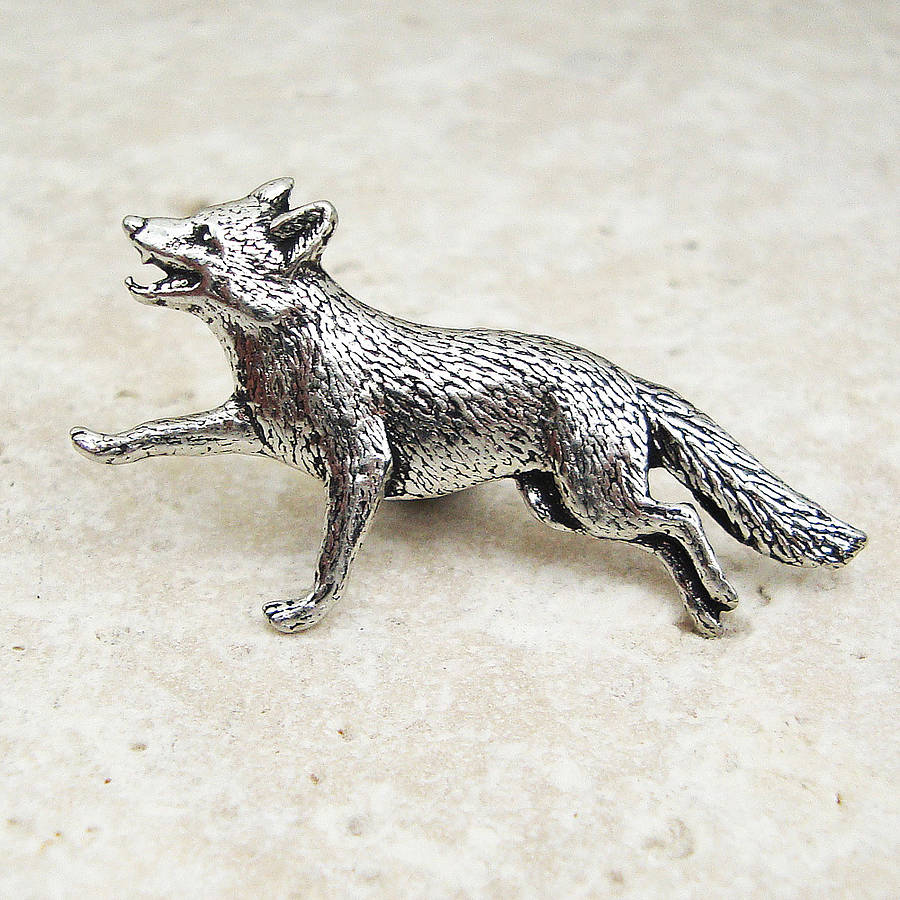 Wild Fox Tie Pin Antiqued Pewter, 1 of 2