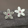 Silver And Pink Sapphire Earrings, thumbnail 2 of 3