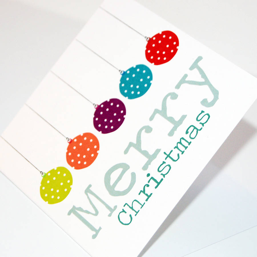 Christmas Baubles Greetings Cards By Spotty N Stripy