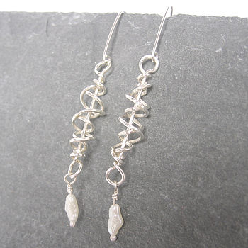 Canty Spiral And Pearl Earrings, 2 of 4