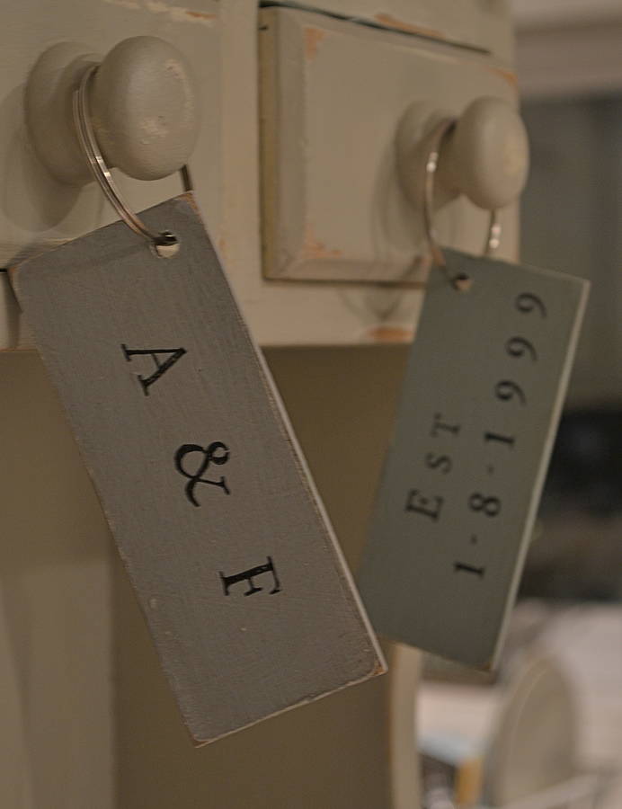 Image of Personalised Double Sided Keyring, Cream/Pink/Sea Blue