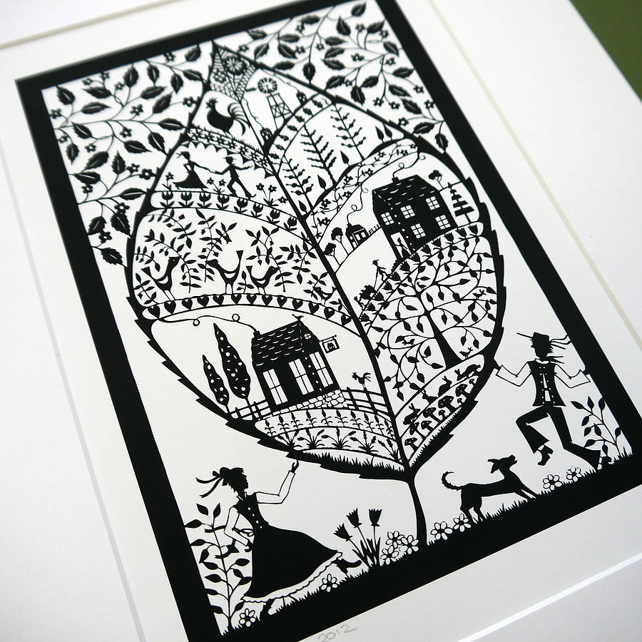 folk art leaf print by folk art papercuts by suzy taylor