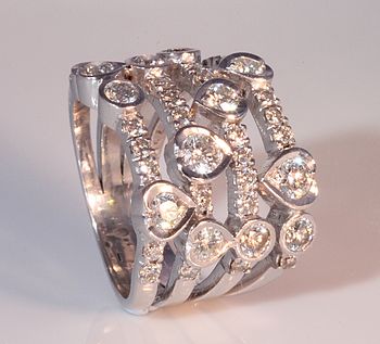 Waterfall Design White Gold Diamond Ring, 3 of 4