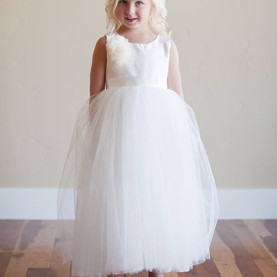 silk flower girl dress by gilly gray | notonthehighstreet.com