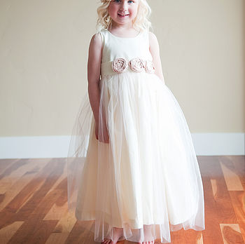 Cotton Silk And Tulle Flower Girl Dress, 2 of 3