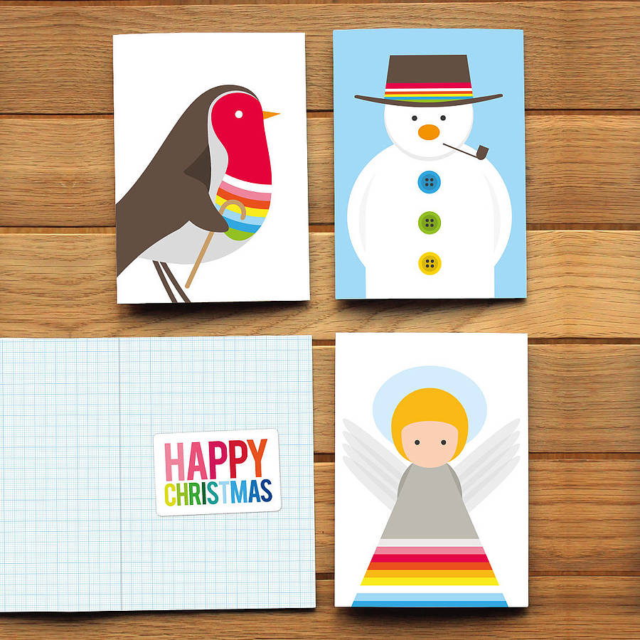 Angel Snowman And Robin Christmas Cards