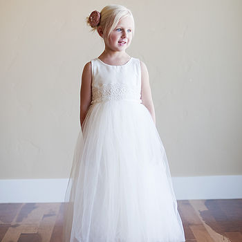 Cotton And Tulle Dress With Wide Lace Belt, 5 of 5