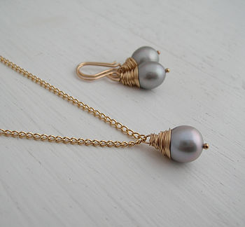Grey Baroque Pearl Necklace And Earring Set, 3 of 9