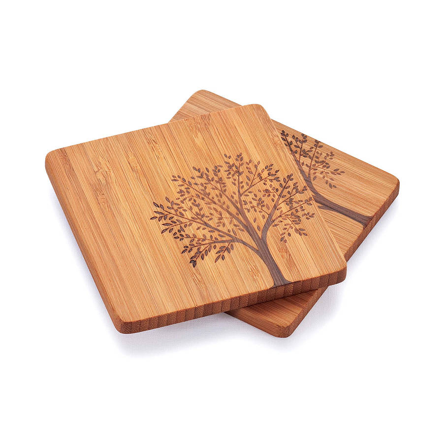 set of four bamboo coasters by green tulip ethical living