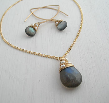 Labradorite Necklace And Earrings Set, 2 of 6
