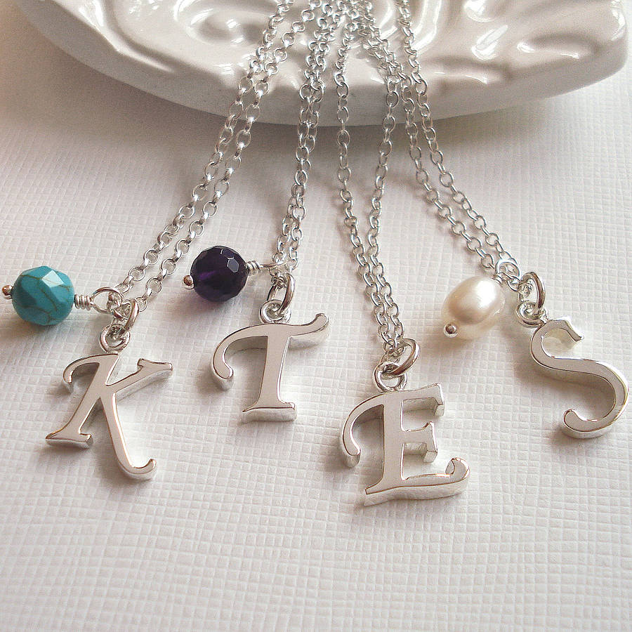 Sterling Silver Script Initial Necklace By Mia Belle ...