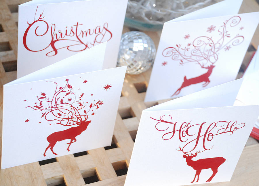 Pack Of Eight Reindeer Christmas Cards By mooks design ...