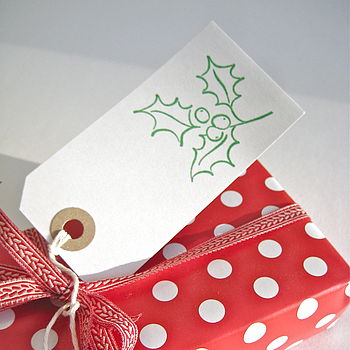 Set Of Five Christmas Holly Gift Tags, 3 of 4