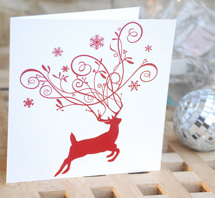 pack of eight reindeer christmas cards by mooks design ...