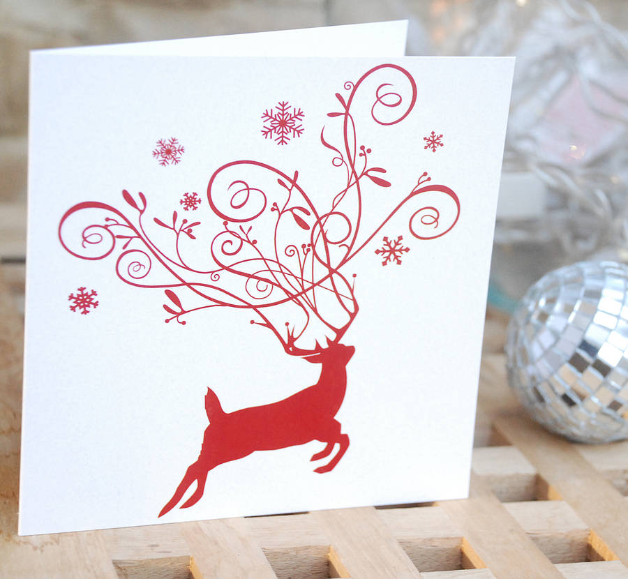 Pack Of Eight Reindeer Christmas Cards By mooks design