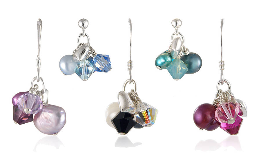 pearl cluster earrings in many colours by bish bosh becca ...