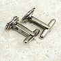 Fly Fishing Reel Cufflinks Antiqued Pewter, thumbnail 2 of 2