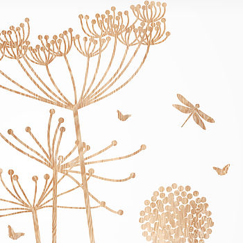 Wood Print Cowparsley Wall Stickers, 3 of 3