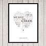 Personalised Typographic Heart Print, thumbnail 3 of 6