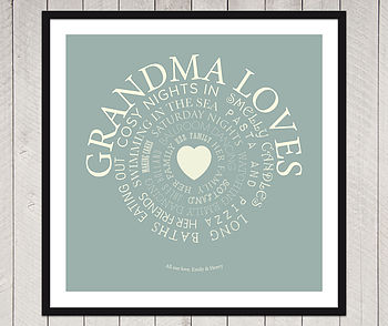 Personalised 'Grandma Loves' Print, 5 of 8