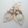Moonstone And Pearl Leaf Hoops, thumbnail 2 of 6