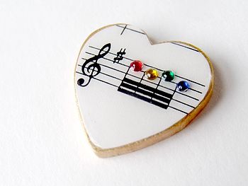 Music Heart Brooch With Rainbow Rhinestones, 2 of 4