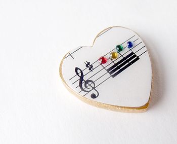 Music Heart Brooch With Rainbow Rhinestones, 3 of 4