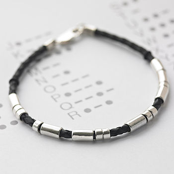 Personalised Men's Leather Morse Code Bracelet, 3 of 8