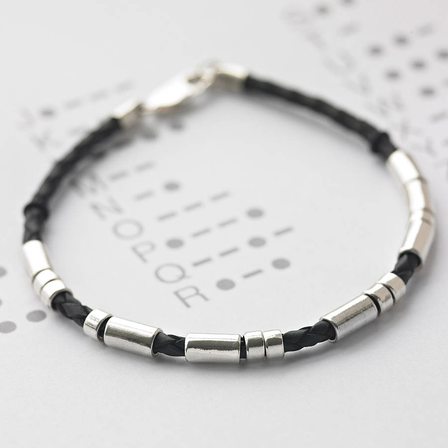 Jewelry :: Bracelets :: BLESSED - Leather Morse Code Bracelet