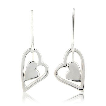 Silver Patchwork Heart Drop Earrings, 3 of 5