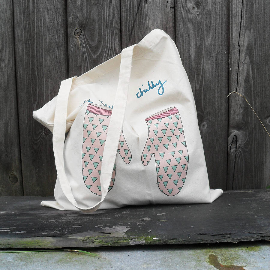 Personalised Winter Mittens Tote Bag By Hannah Stevens