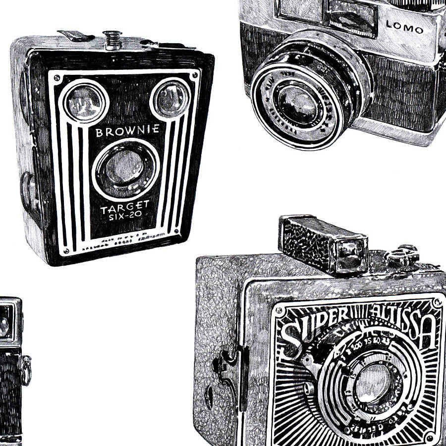 Vintage Camera Print By Ros Shiers