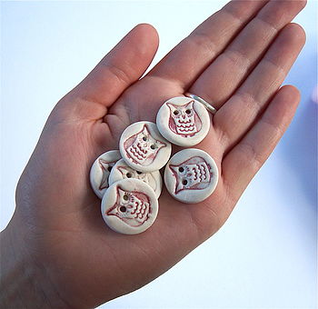Handmade Porcelain Owl Buttons, 7 of 8