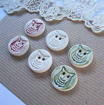 Handmade Porcelain Owl Buttons, 8 of 8