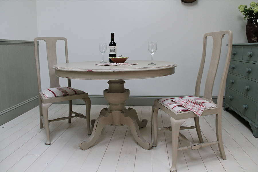 Solid Painted Pedestal Table By Distressed but not Forsaken