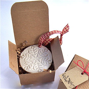 Porcelain Snowflake Bauble In Gift Box, 3 of 7
