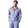 Men's Dark Blue And White Stripe Pyjamas, thumbnail 1 of 4