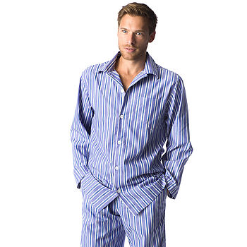 Men's Dark Blue And White Stripe Pyjamas By Pj Pan | notonthehighstreet.com