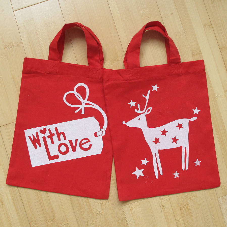 Christmas Reindeer Gift Bag By Helen Rawlinson | notonthehighstreet.com