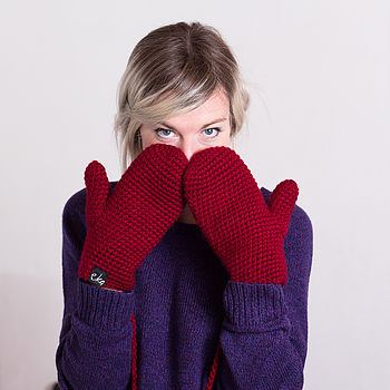 Handmade Woolly Mittens With Strings, 4 of 11