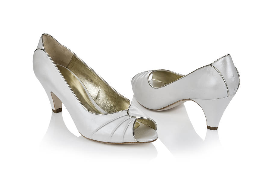 flo ivory leather peep toe wedding shoes by rachel simpson ...