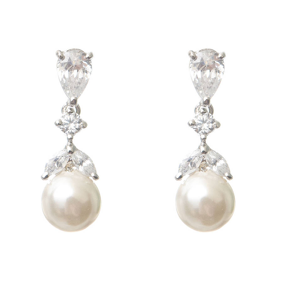 Iris Pearl And Crystal Drop Earrings By Chez Bec | notonthehighstreet.com